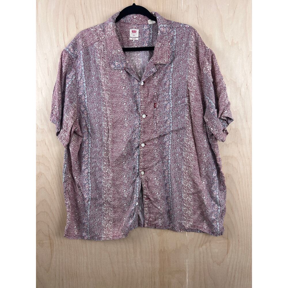 Levi’s Floral Button-Up Shirt XXL Relaxed Fit Short Sleeve Purple